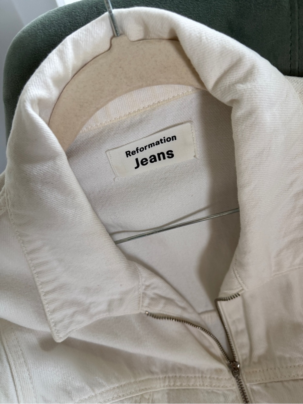 Reformation Cream Zip-Front Jumpsuit